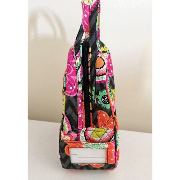 Vera Bradley Lunch Bag Floral Insulated Tote Pink Orange Black Double Handle - Picture 3 of 14